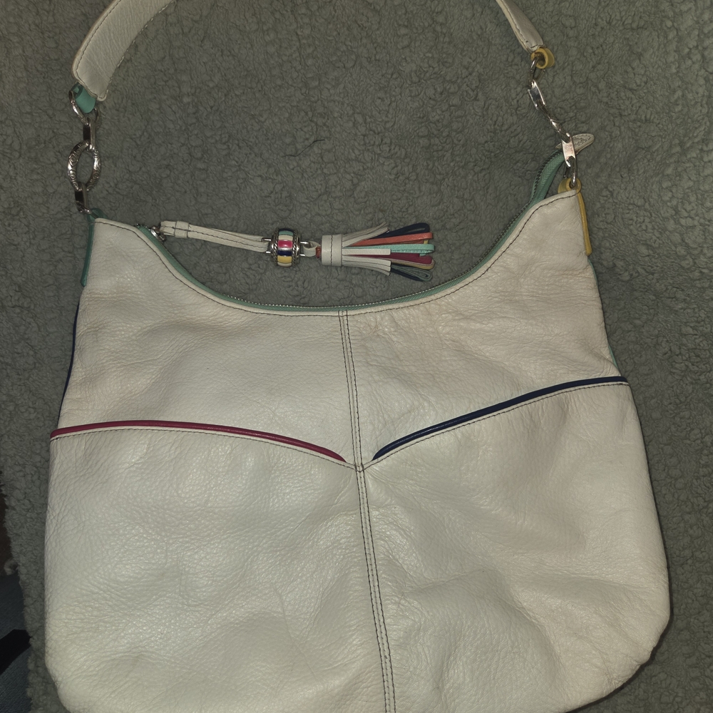 Brighton White Hobo Bag with Colorful Tassel